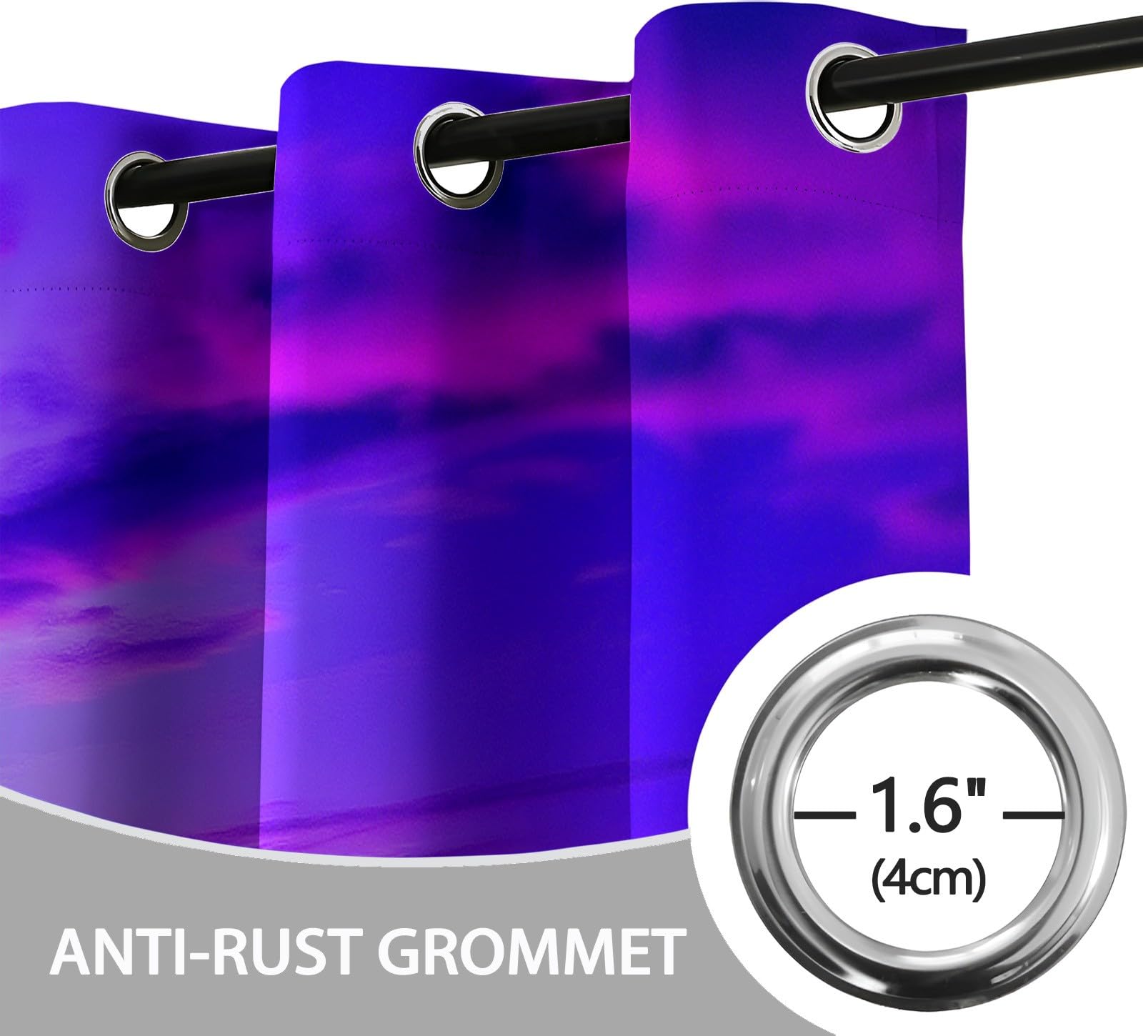 Rideau Occultant Paysages Naturels Nuages Et Ciel, Rideaux Isolant Thermiques et Phonique - Draperies Oeillets Anti Froid Violet pour Salon Chambre Fenêtre Décoration 110L x 215H cm 2 Panneaux