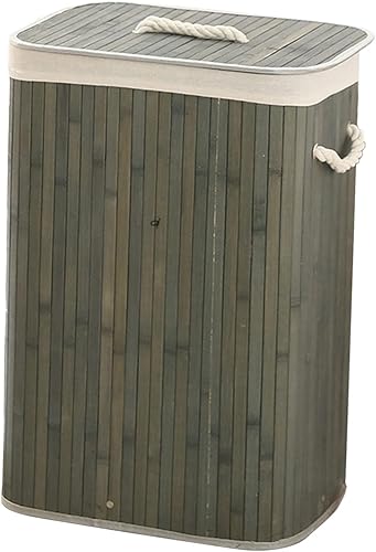Miniatura 5 de Cesta de bambú para ropa sucia, cesta grande de almacenamiento de ropa con tapa y forro extraíble, cesta de lavandería sucia independiente, cesta de