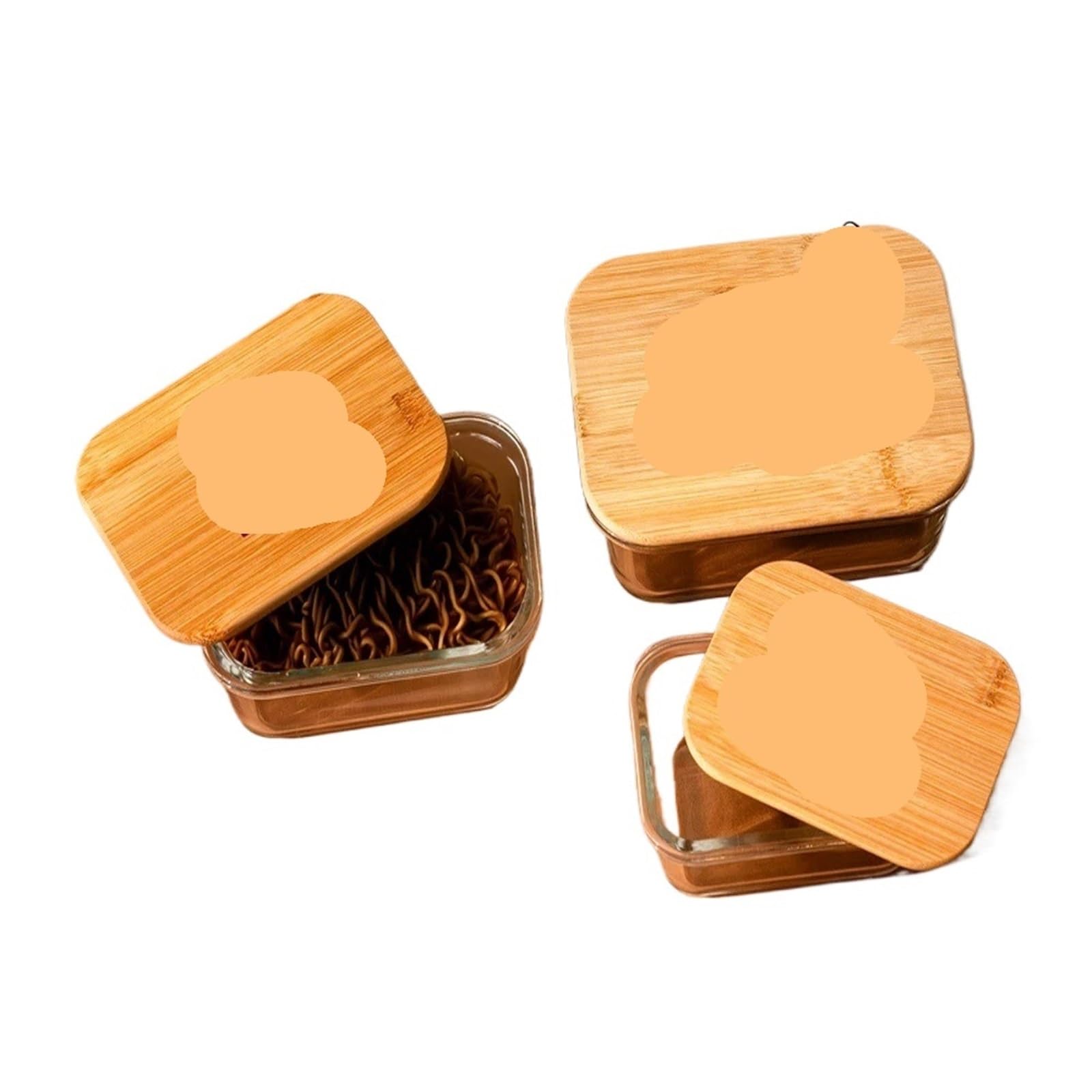 Boîte à lunch ménagère avec couvercle en verre et bois de bambou, idéale for conserver la fraîcheur des aliments micro-ondes