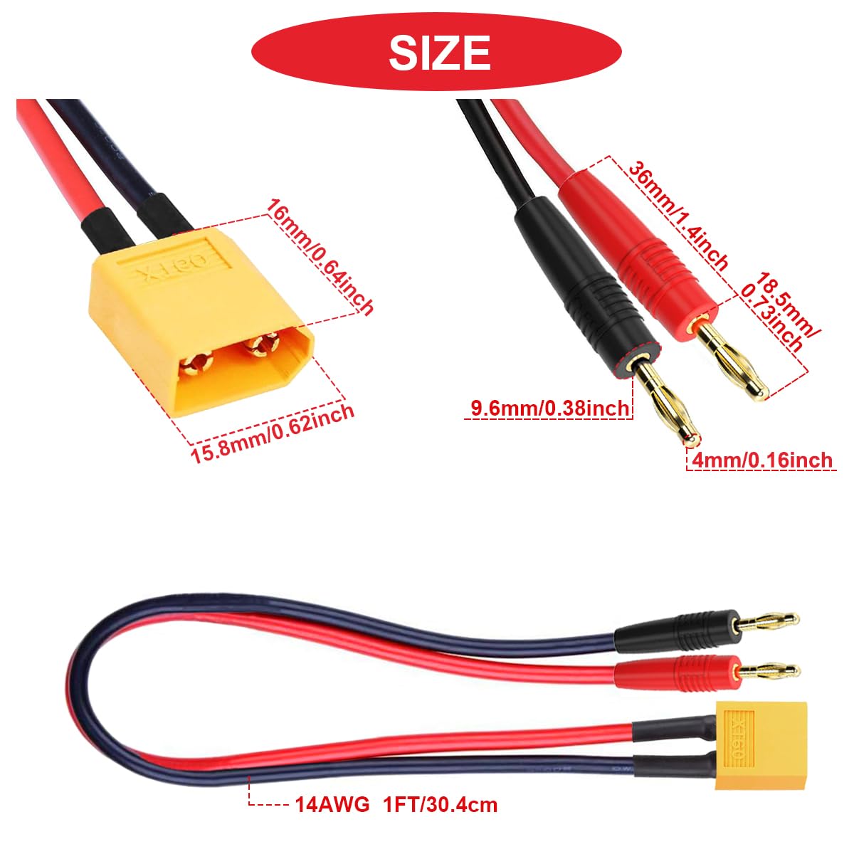 Aazon.co: EC5 Connector Plug -> 4 Banana Plugs Battery Charge Lead 6 thumbnail image