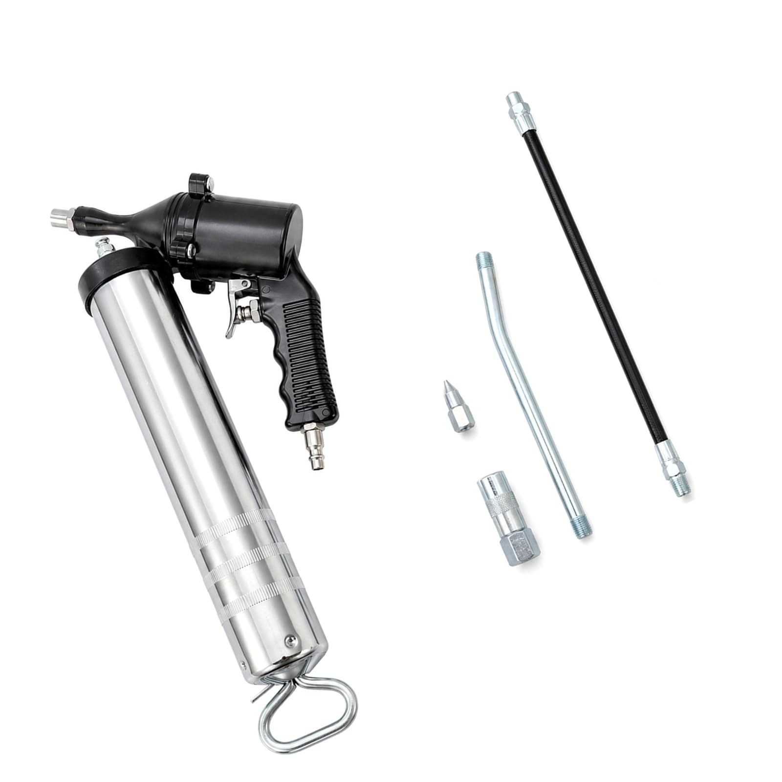 Juego de pistolas engrasadoras manuales Leverage Designs para operaciones sin esfuerzo con sola mano en tareas de lubricación de frecuencia Pistolas engrasadoras con agarre y manguera