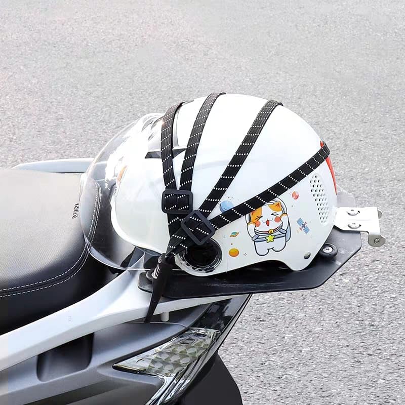 Image of Universal Fix Reflective Helmet Rope | Pack of 1 | Elastic Luggage Net for Motorcycle, Bike, Scooter | Strong Cargo Straps for Helmet & Luggage Storage (Reflective)