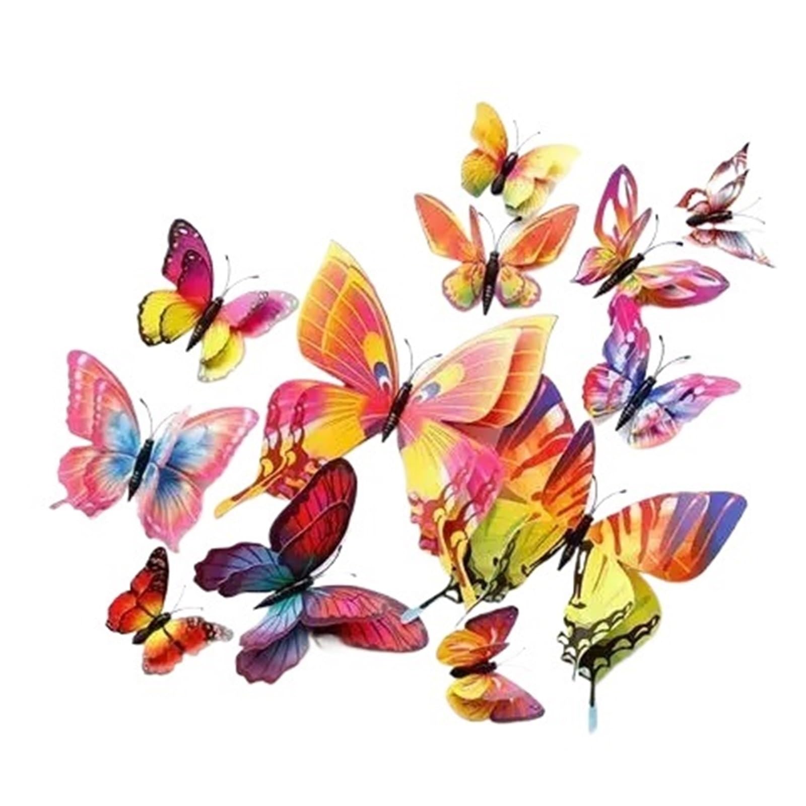 3D Butterfly Wall Decoration 12Pcs 3D Double Layer Butterflies DIY Wall Stickers Home Room Decor Birthday Party Wedding Decoration Decals(12pcs-02)