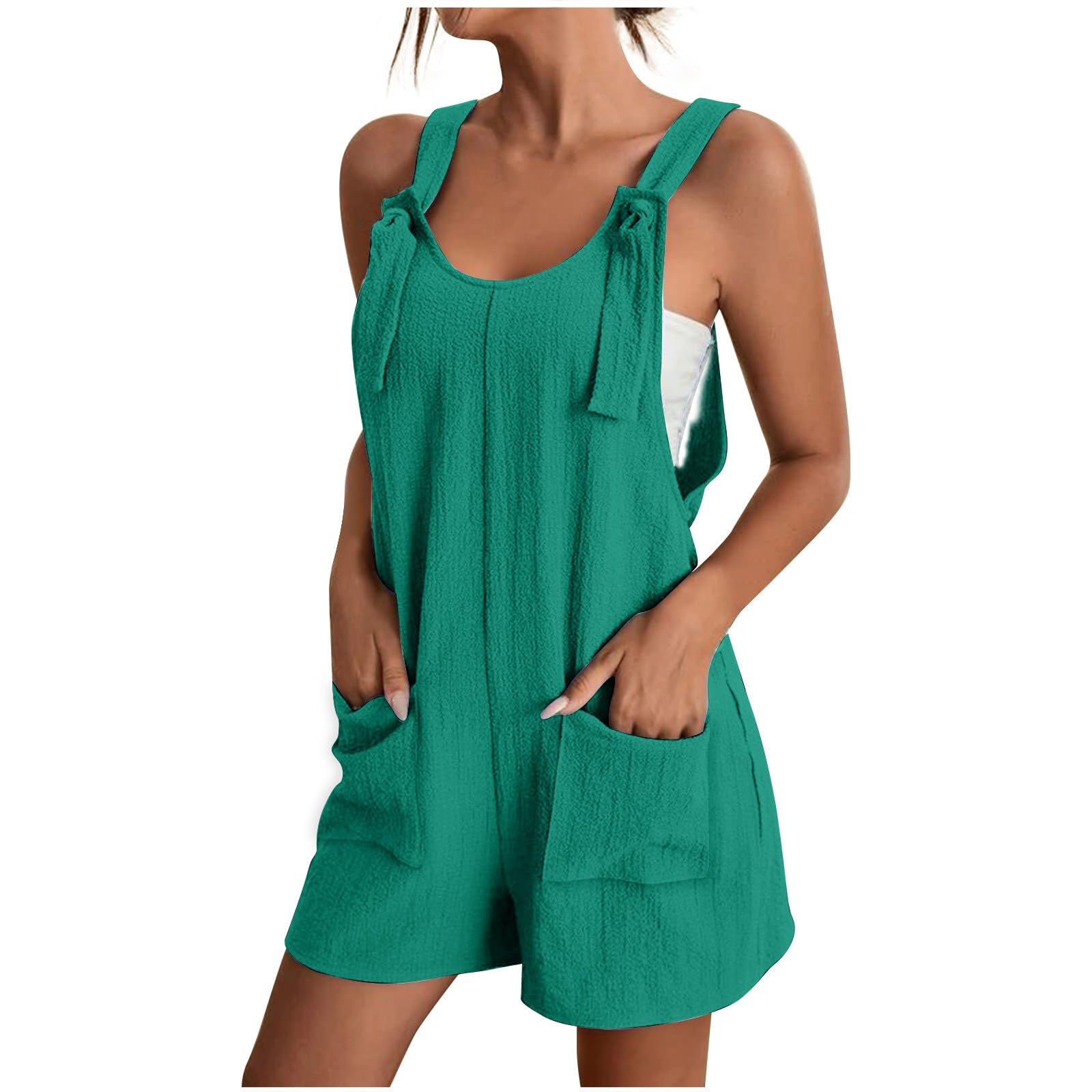 FZYLQY Rompers for Women 2026 Summer Short Jumpsuits Overalls Casual Sleeveless Romper Boho Suspenders Playsuits