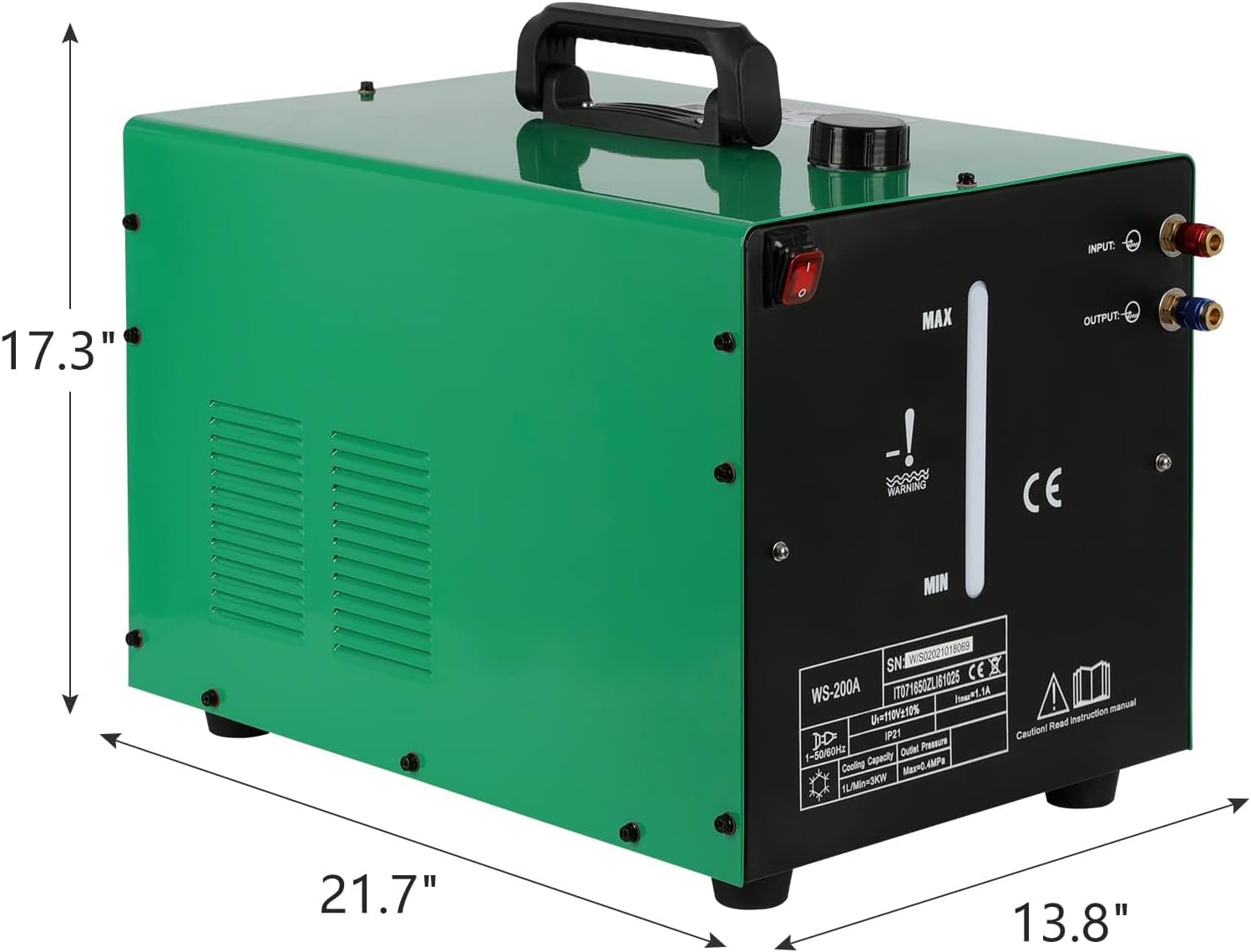 Tig Cooler, 16L Water Capacity, Tig Welder Torch Water Cooling System, 7L-12L/min Rated Water Flow with Flow Alarm