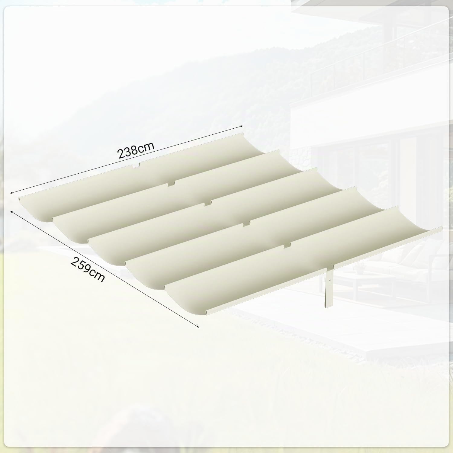 Techo de repuesto para pérgola de 3 x 3 m, impermeable, retráctil, protección UV 50+, solo sombra, 238 x 259 cm, resistente a la intemperie, protección solar para pérgola, jardín, color