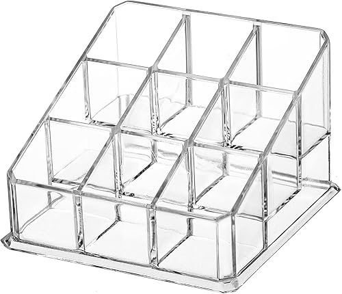 Miniatura 8 de Foraineam Paquete de 6 organizadores de lápiz labial, 9 espacios transparentes, contenedor de almacenamiento de lápiz labial, pequeños estuches de