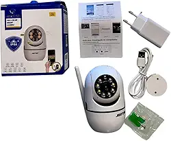 Câmera Babá Eletrônica Wi-Fi 360° Smart Premium com Visão Noturna Full HD Sensor de Movimento App iOS/Android Alerta no Celular Slot MicroSD – Vigilância para Casa, Escritório, pet e Bebê