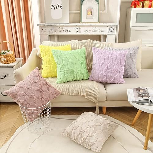 Miniatura 5 de Juego de 2 fundas de almohada decorativas de 12 x 20 pulgadas, suave felpa de terciopelo de lana corta, funda de cojín amarilla para sofá,