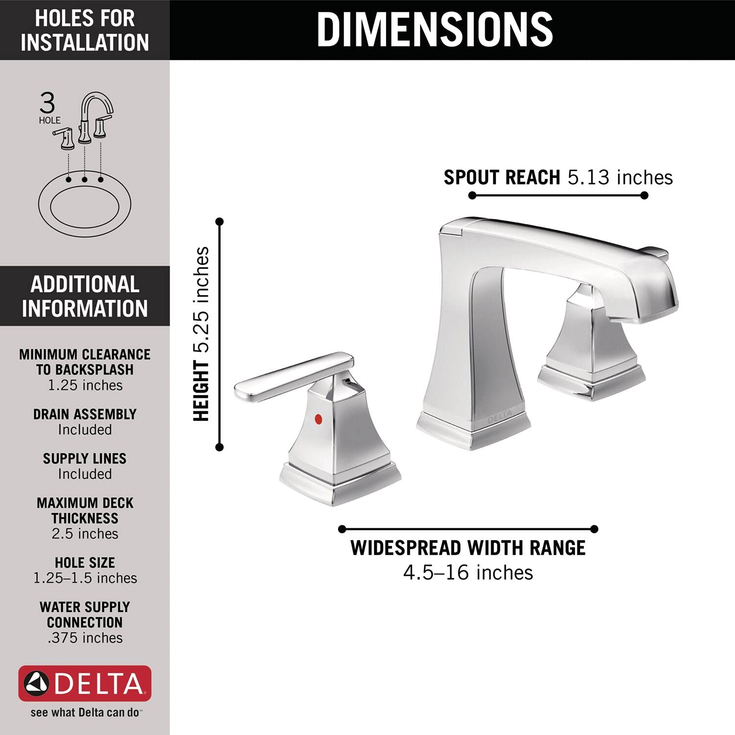Delta musluk 3564-MPU-DST Ashlyn iki kulplu Breitgefaechert banyo musluk, krom
