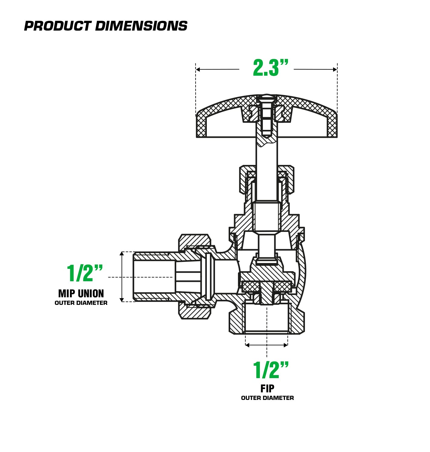 Midline Valve 6I934-5 Valvola del radiatore a vapore; Controllo della temperatura di sfiato dell'aria; 1/2 "FIP x Unione maschile; Ottone (confezione da 5)