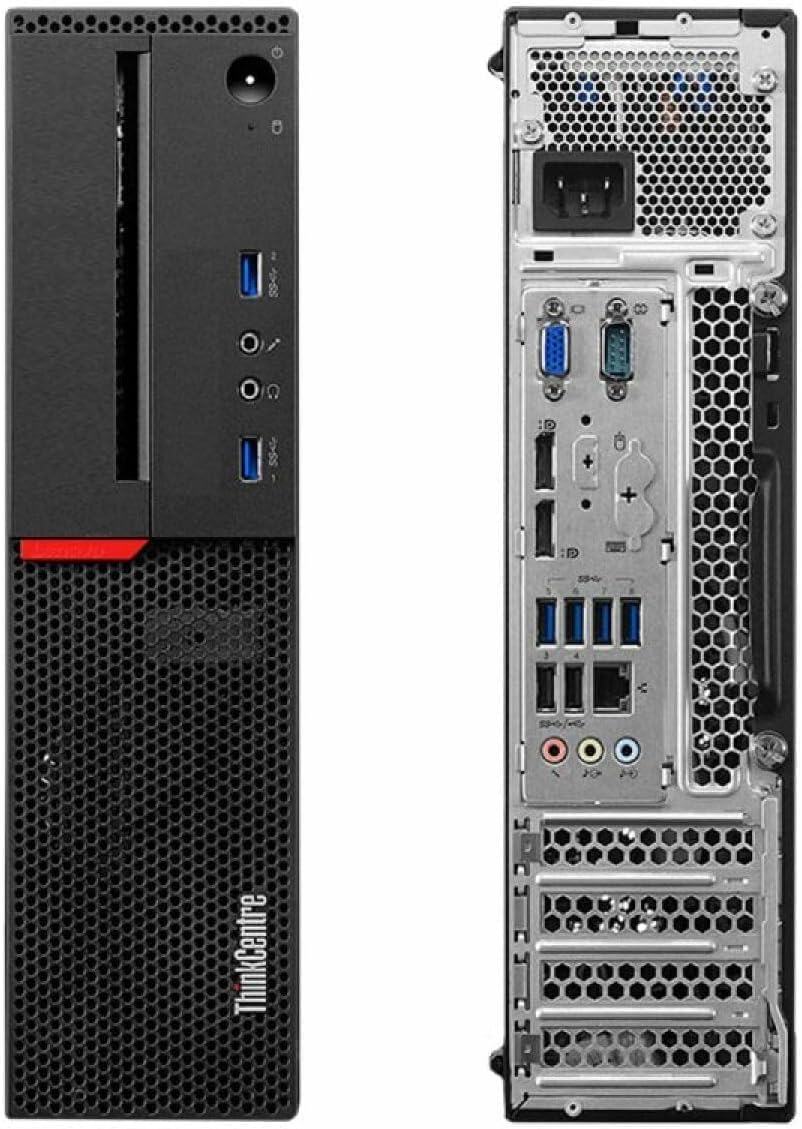 Lenovo ThinkCentre M800 SFF Desktop Computer, Intel Core i3-6100, 8GB RAM, 256GB SSD, WiFi, Bluetooth, US QWERTY Tastatur, Windows 11 Pro (Generalüberholt)