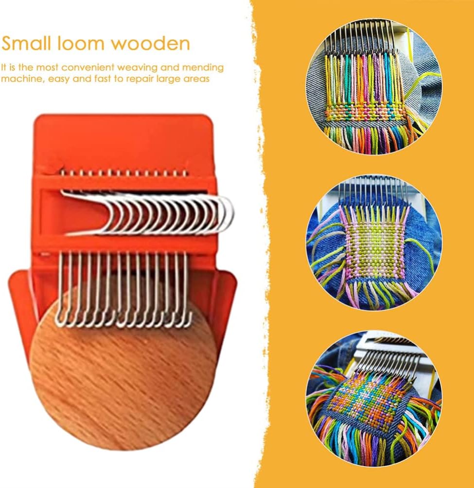 Mini Darning Loom Speedweve Type Weave Tool, Small Weaving Loom Kit for Beginners, Quickly Mending , Repair Holes, DIY Weaving Arts (14 Stitches)