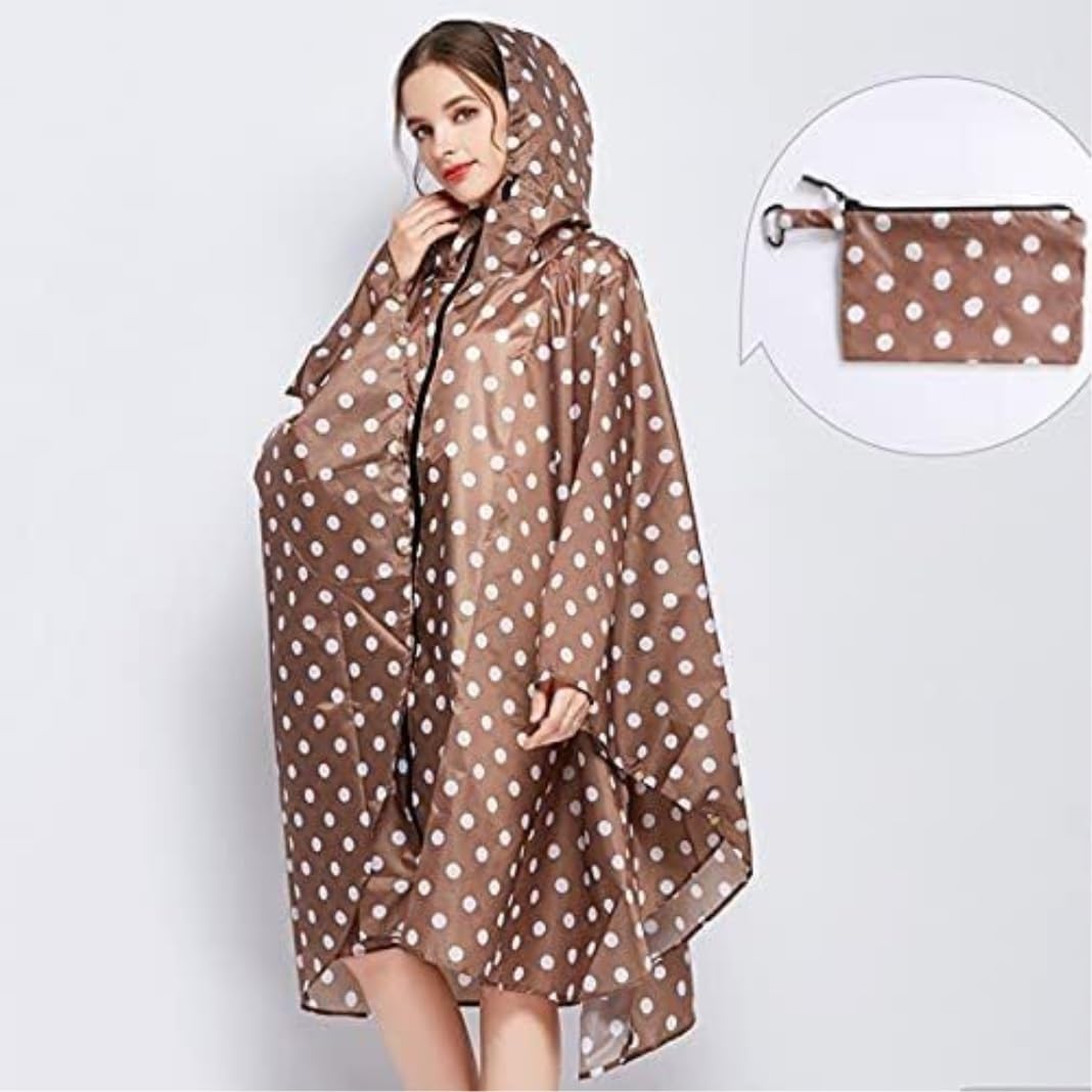 Chubasquero Chaqueta de Lluvia Impermeable Cubierta De Lluvia Impermeable Largo Impermeable Mujeres Turismo Al Aire Libre Senderismo Poncho Impermeable Poncho de Lluvia ( Color : Bruin , Size : XL )