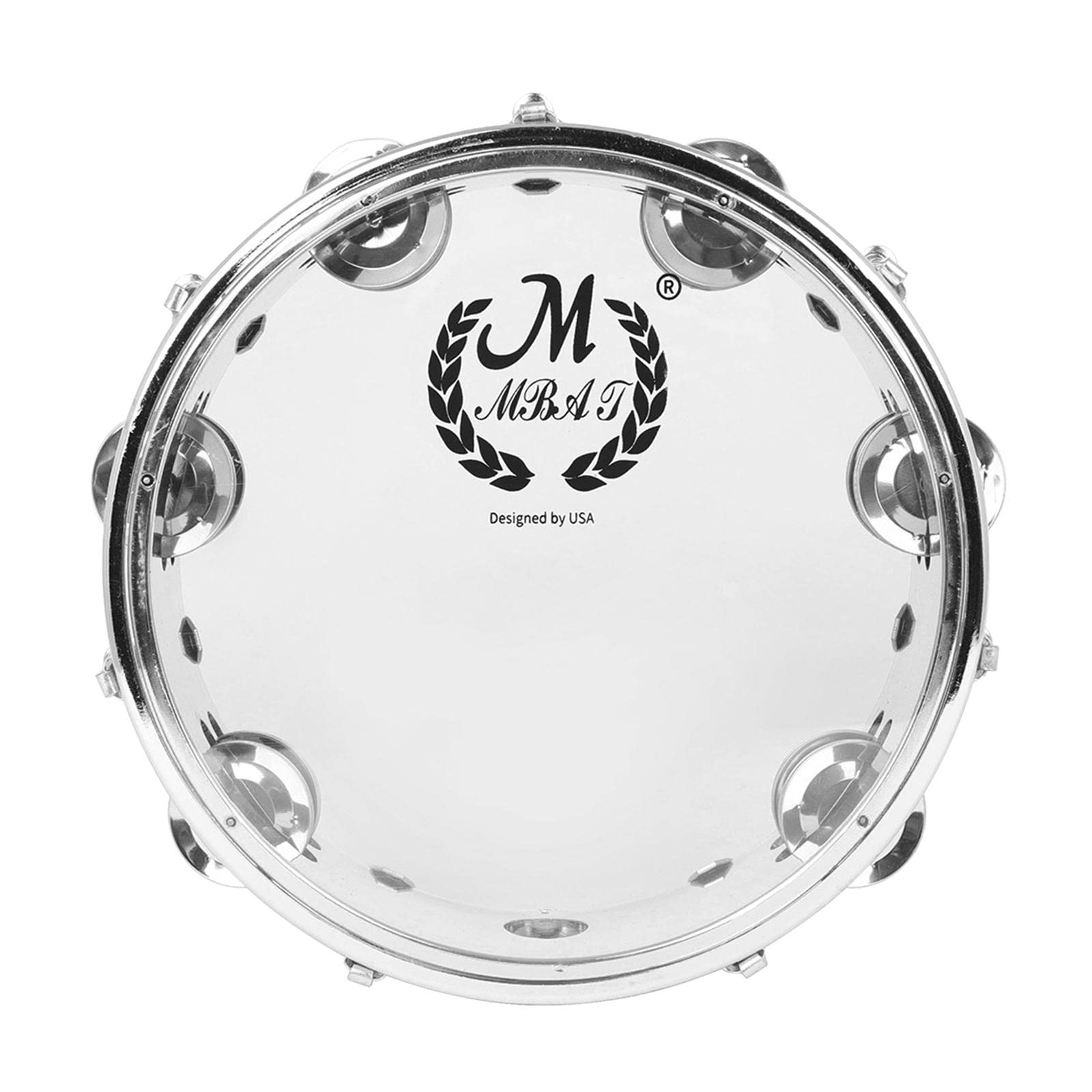 Pandereta de Percusión con Doble Campanillas Tambor de Mano Transparente Instrumento Musical Autoajustable de Y Acero Inoxidable Adecuada Pa, 10 Pulgadas Claro