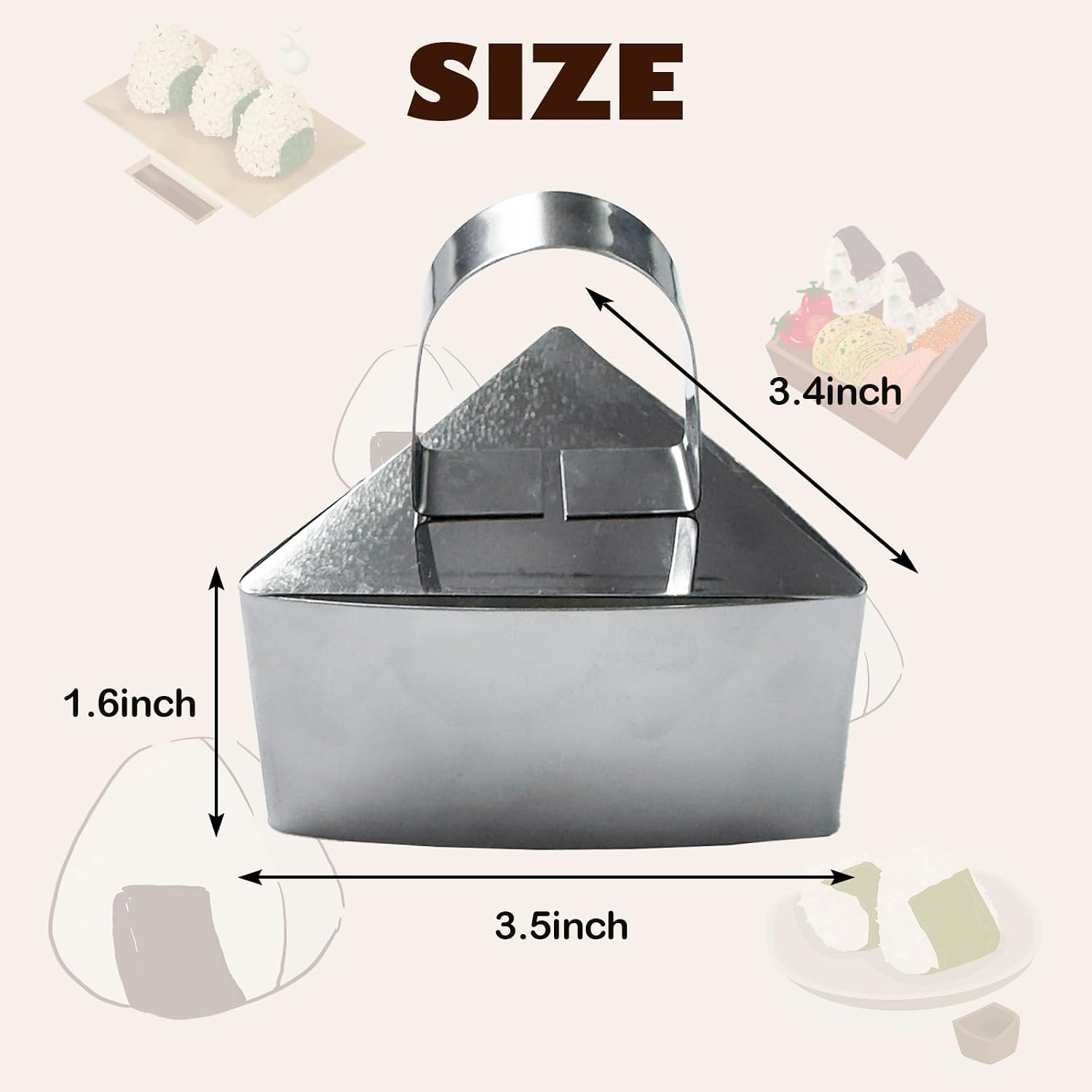 2Pcs Stainless Steel Onigiri Mold Triangle Sushi Maker Sushi Press Mold Japanese Rice Balls