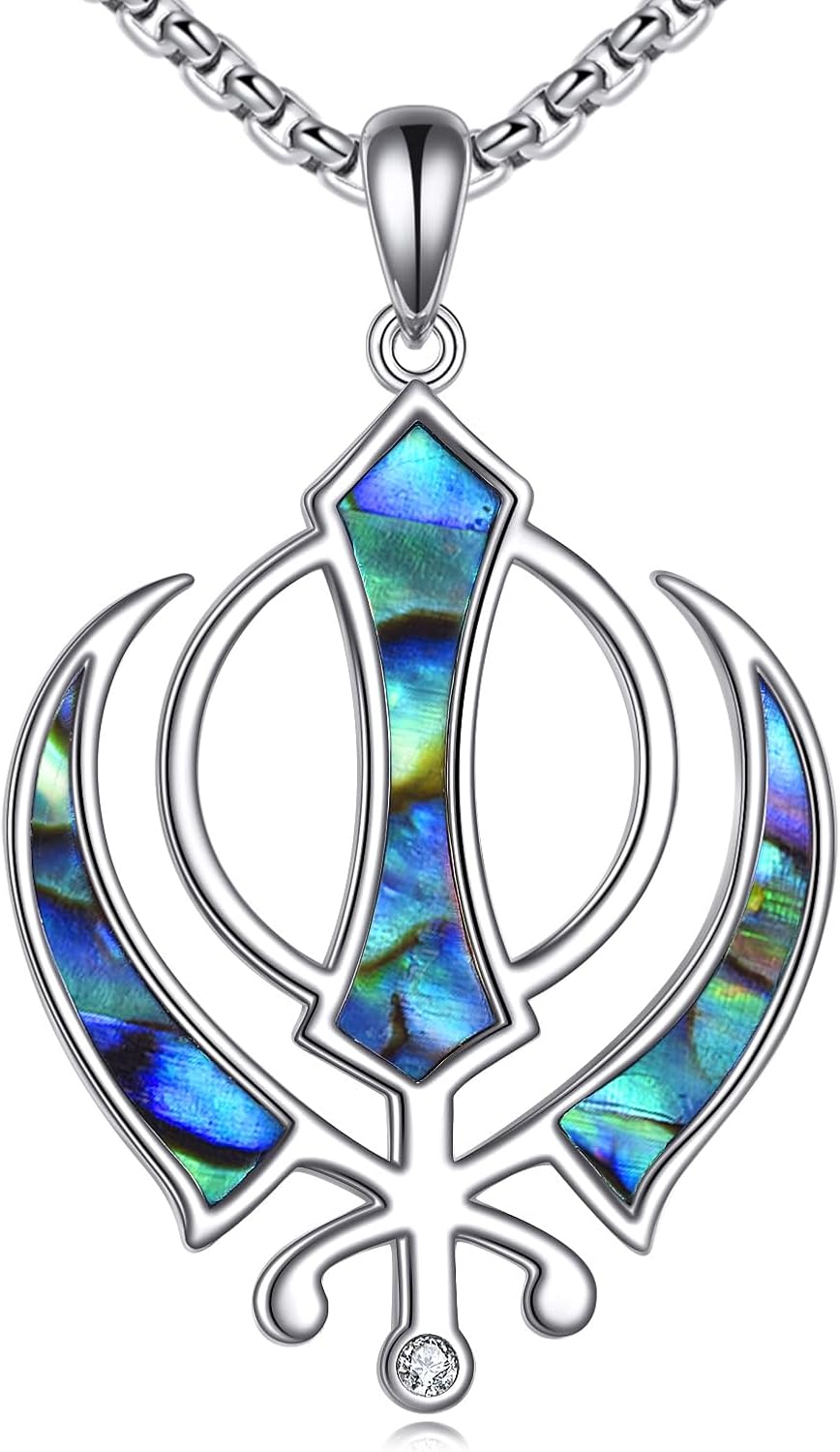 Sikhism Necklace 925 Sterling Silver Khanda Pendant Necklace Sikh Jewelry Gifts for Women