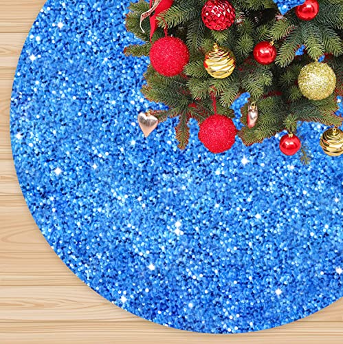 Fanproms Light Blue Christmas Tree Skirt 46 Inches Turquoise Sequin Tree Skirt Glitter Velvet Xmas Tree Skirt For Christmas Decorations For Tree Vintage Tree Skirt Large Xmas Tree Skirt For Kids #TOP5