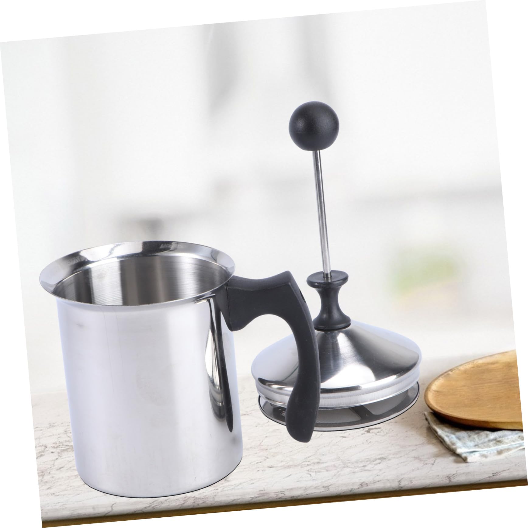 Sosoport Espumador de Leche Manual Acero Inoxidable Batidor de Leche Doméstico para Café y Capuchino para Cocina