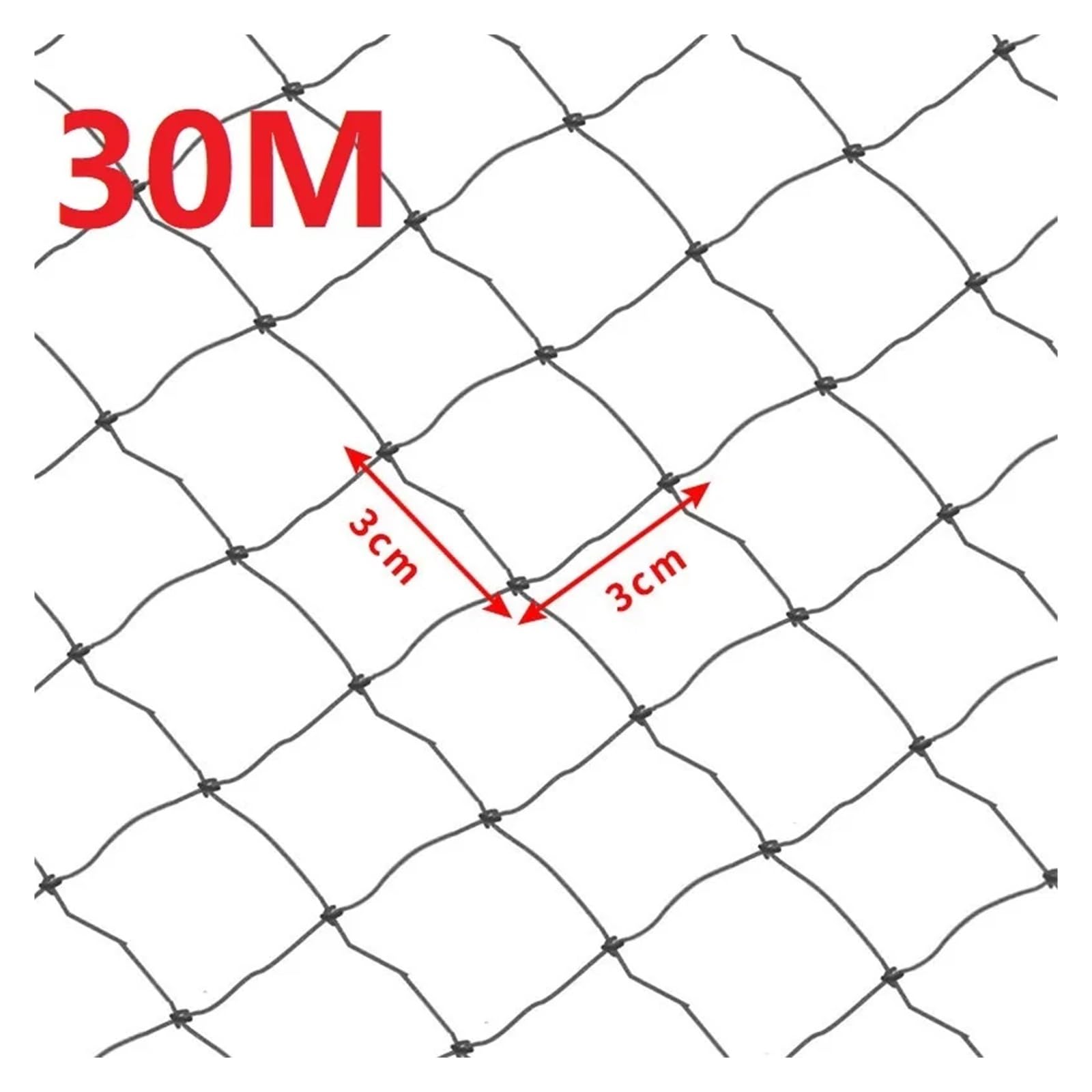 Retino da Pesca 1.5 * 30M//60M Rete da imbrocco da Pesca 3 Strati Linea Maglia di Nylon Rete da Pesca Trappola Rete da Lancio Fatta a Mano Attrezzatura da Pesca all'aperto(30M 30mm)