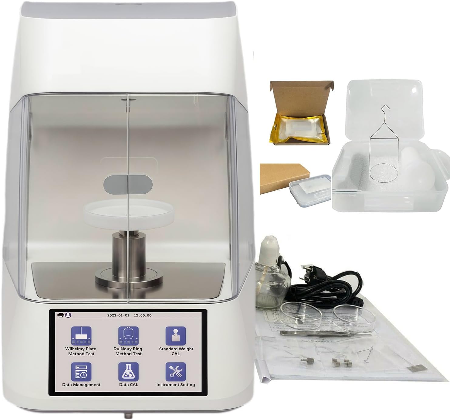 Platinum Ring Interfacial Tension Meter Surface Tension Measurement Device With Test Range 1000mN/m Accuracy 0.1mN/m Du Nouy Ring Method Test 4.3-inch Touch Screen USB Interface