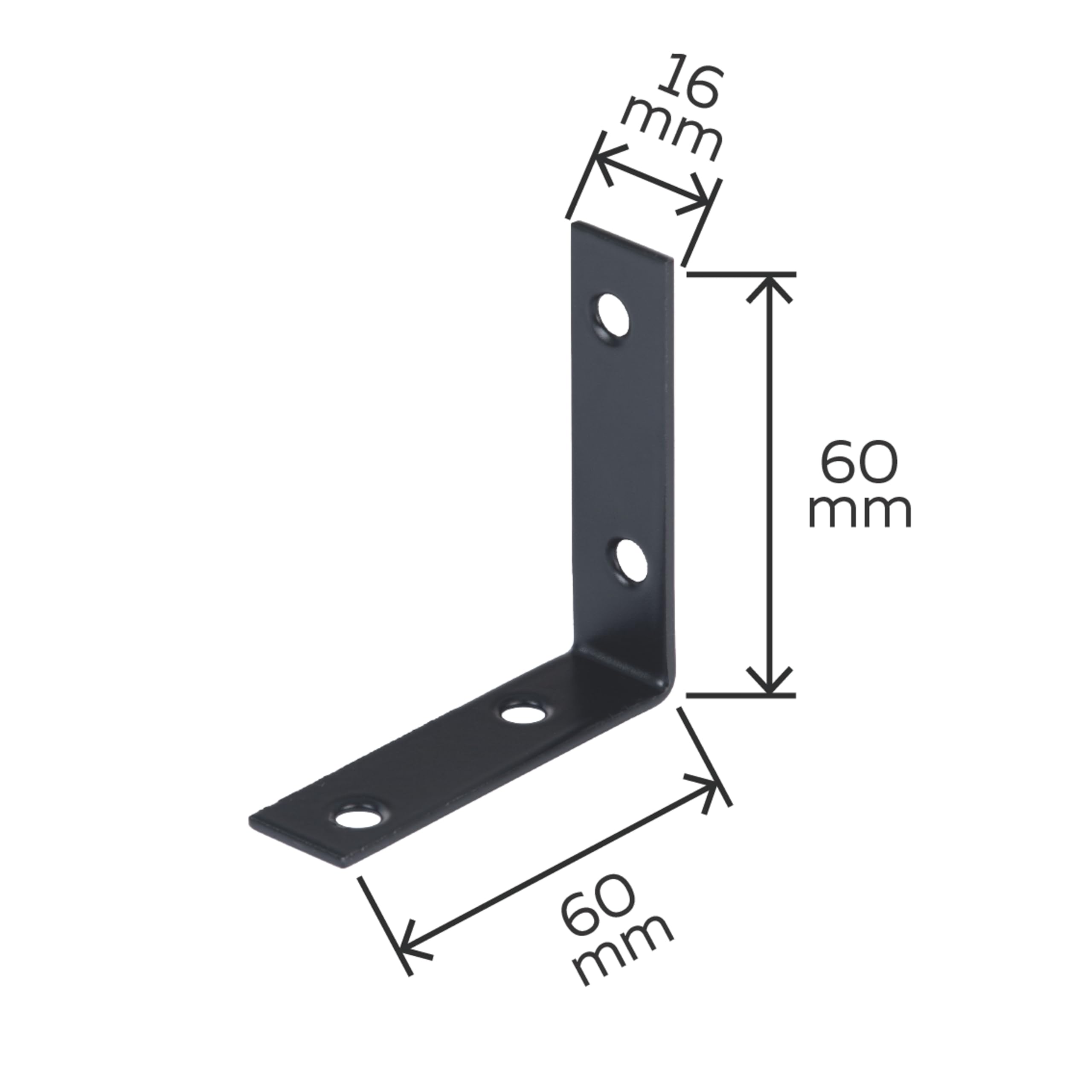 Alberts 825089 Equerre de chaise - galvanisée - anodisée noire - plastifiée - 60 x 60 x 16 mm | kit de 100