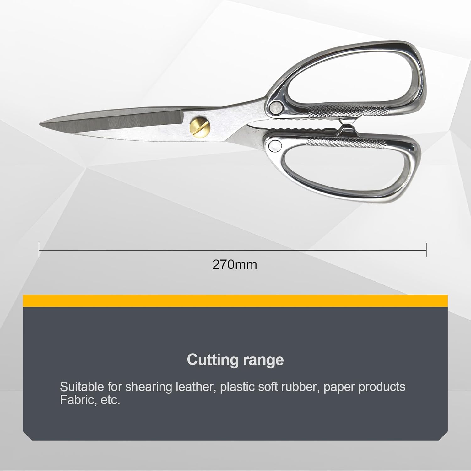 Heavy Duty Household Scissors, 195mm Multi-Purpose Industrial Scissors Shears with Stainless Steel Blades & Aluminum Alloy Handle, for Leather, Fabric, Plastic, Paper, Kitchen and Home Use