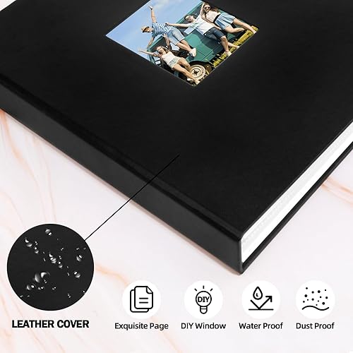 Miniatura 5 de Álbum de fotos de 8.5 x 11 pulgadas con capacidad para 68 fotos, cubierta de cuero, álbum de fotos de 8.5 x 11 pulgadas con ventana frontal, página