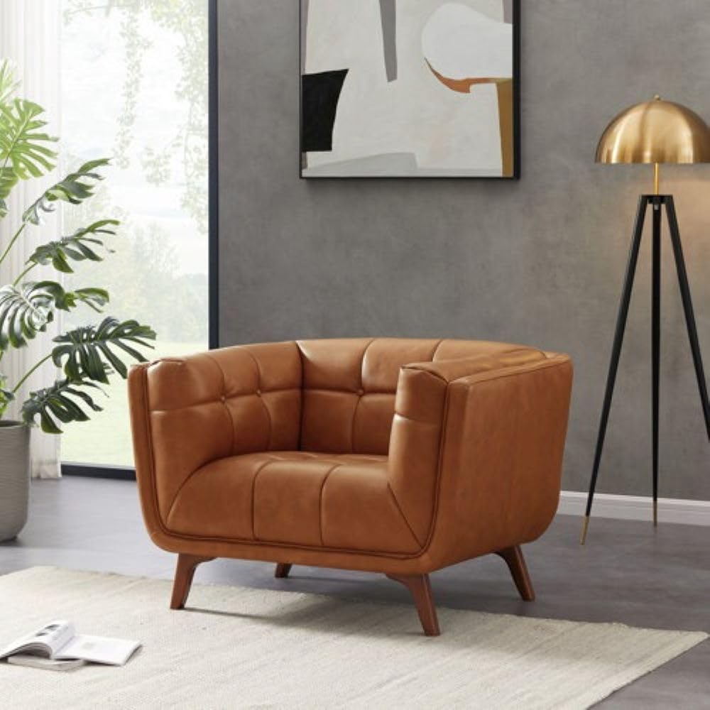 Torque - Louis Leatherette 1 Seater Sofa Chair (Brown) | Comfortable One Person Fabric Sofa 1 Seater Couch for Studio New Home Festival Gift | 1 Year Warranty-image-21