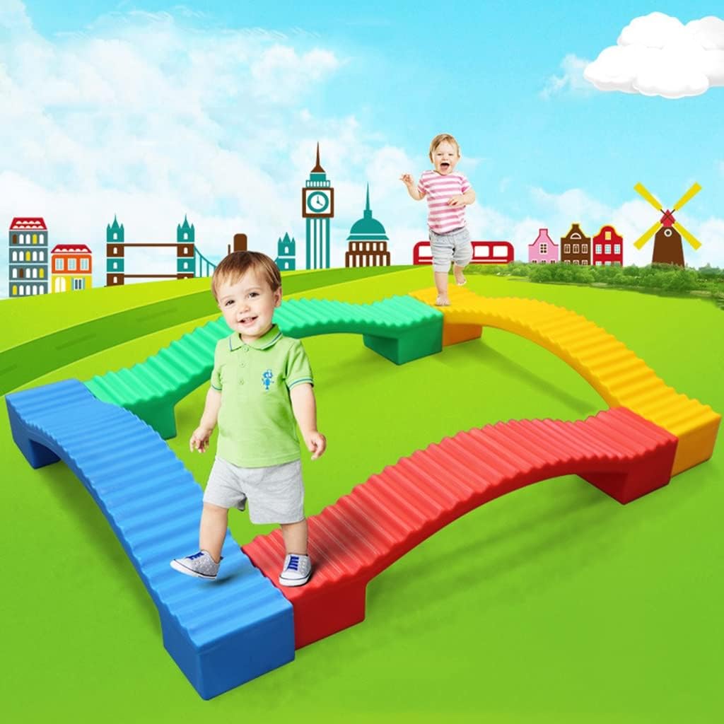 新生活 幼児用平均台 幼児用カラフルなバランスブロック 屋内と屋外の飛石遊び場障害物コース 子供のバランスを促進 コーディネーション 7578 Color 4pcs Cougaropen Com