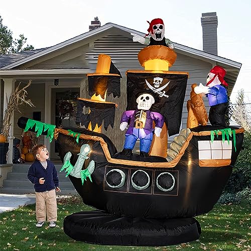 Aufblasbares Halloween-Piratenschiff mit LEDs, 2,1 m – Produktansicht 1