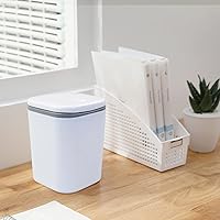 Vista 5 de Vababa Mini basurero de 2 litros/0.5 galones, bote de basura pequeño con botón, color blanco