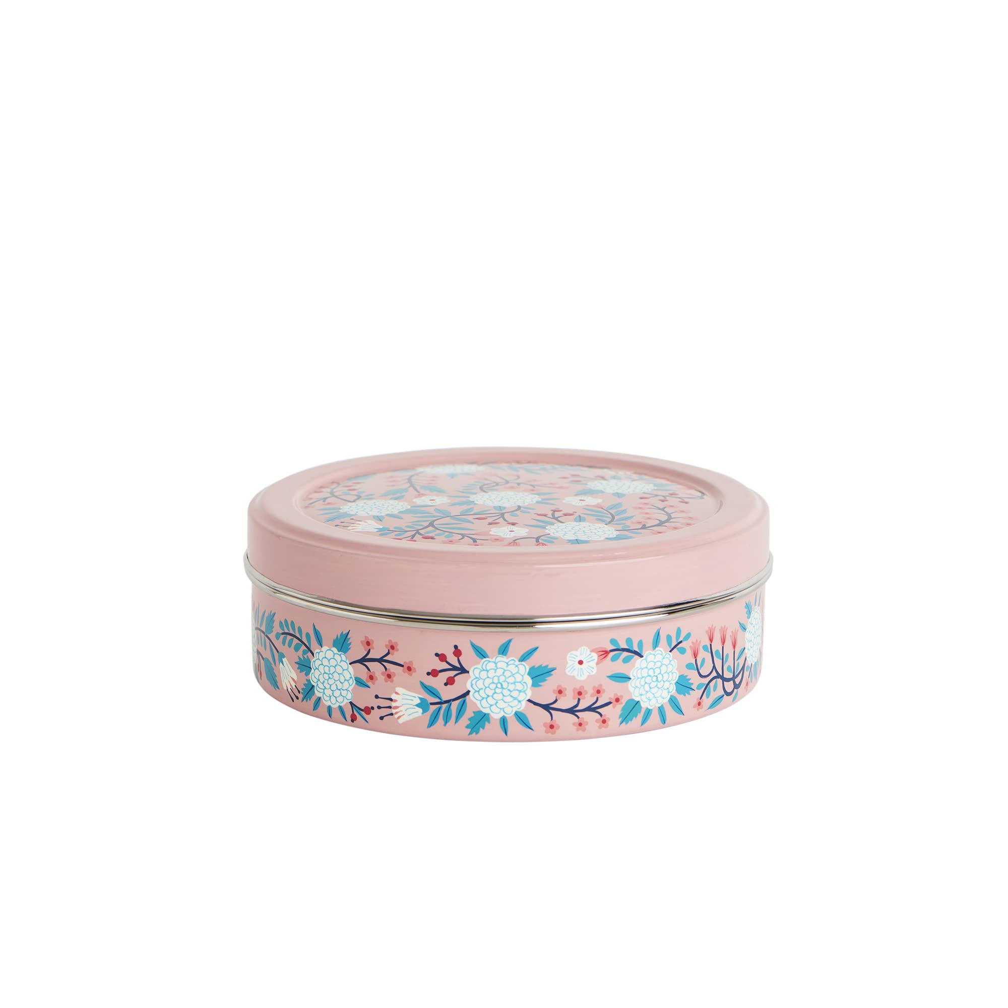 Chumbak Peachy Floral Spice box, Kitchen Accessories, Stainless Steel, Essentials, Storage Box, Multipurpose Box