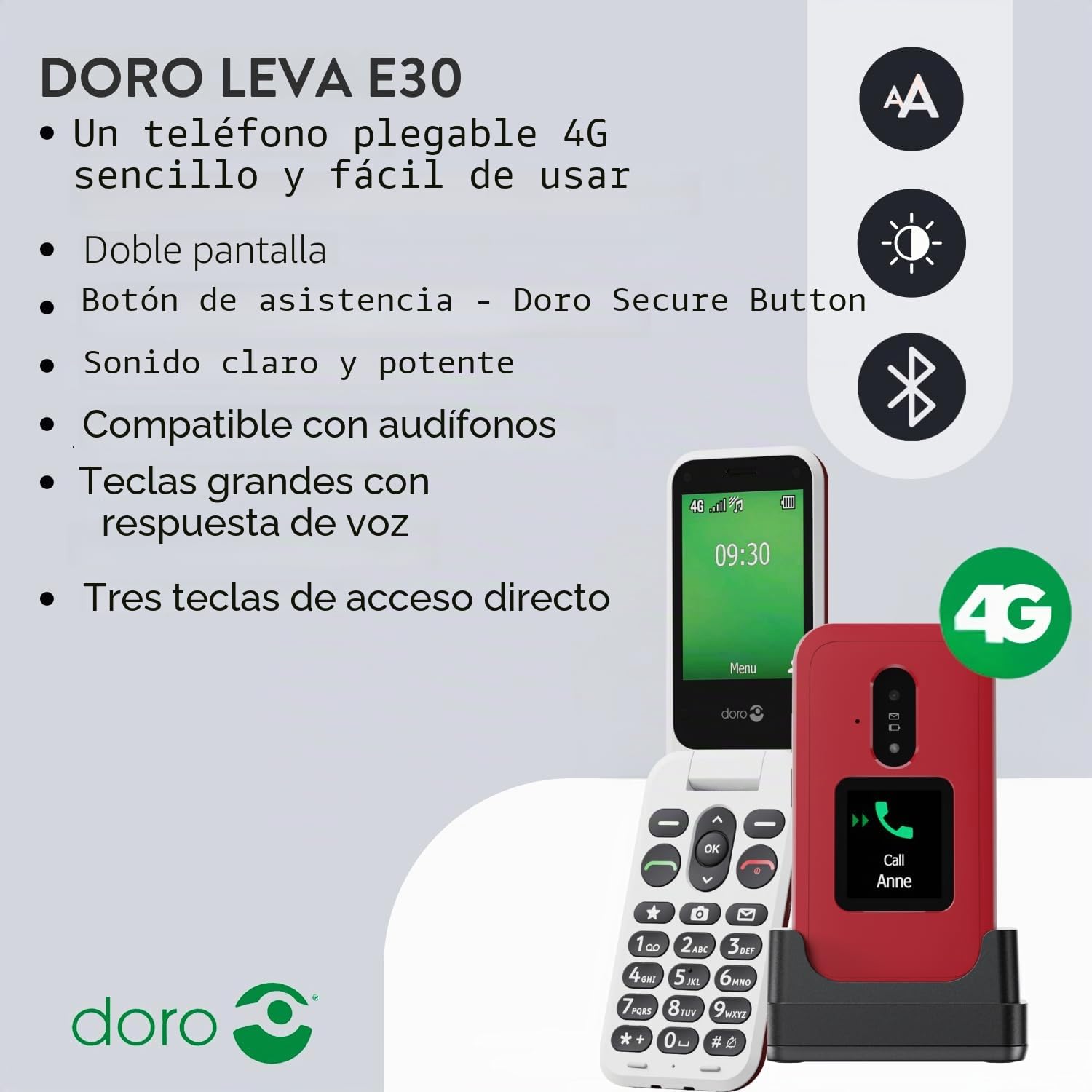 Doro Leva E30, Schwarz/Wei? Handy (380596)