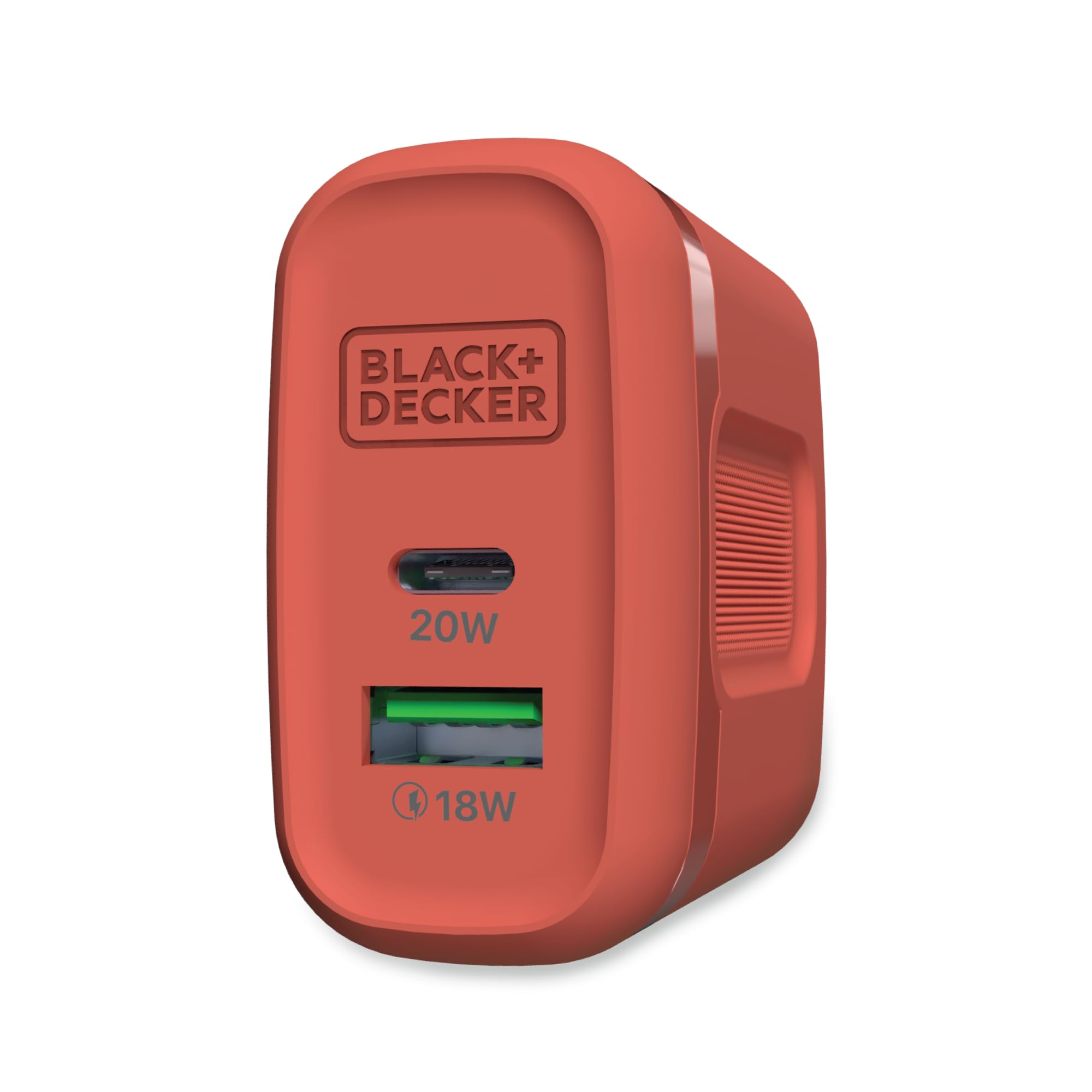 BLACK+DECKER Quick-Charge PD Wall Charger, 2-Port, 38W - USB & Type C Wall Plug - Compact Power Block USB C - Fast Charger Adapter Power Delivery & Qualcomm QC 3.0 - Perfect for Home, Office, Travel