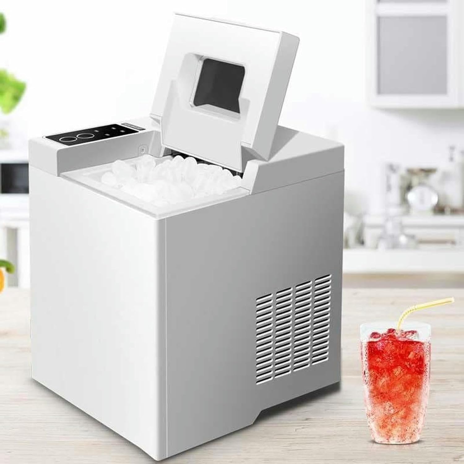 AMNOOL mdlian Electric Ice Maker Home Making Machine Countertop for Commercial Small Milk Tea Shop