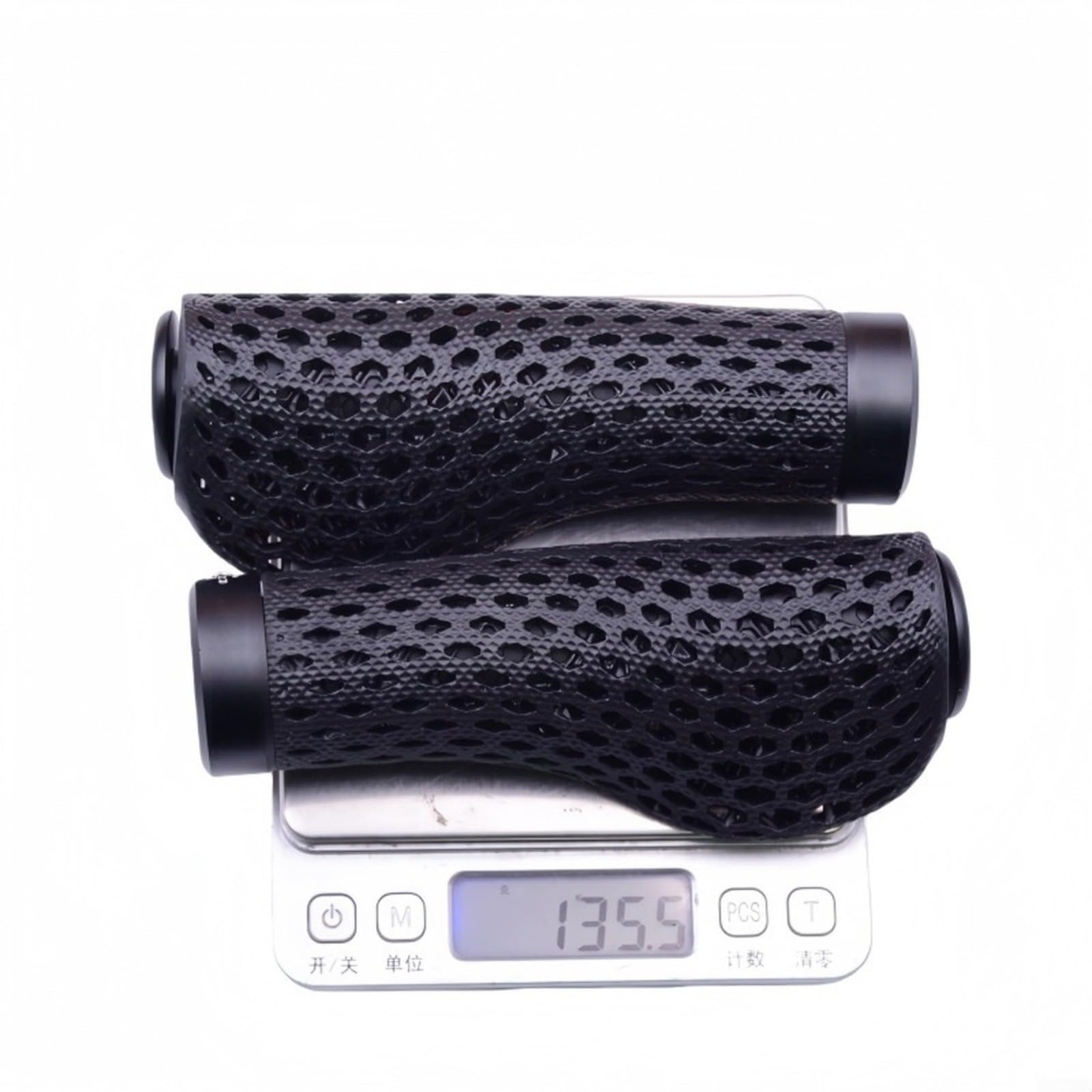 Empuñaduras de manillar de bicicleta de montaña para impresión 3D, ergonómica, absorbe los golpes, malla transpirable para barras de 22,2 mm con anillos de bloqueo, color negro, fácil y rápido