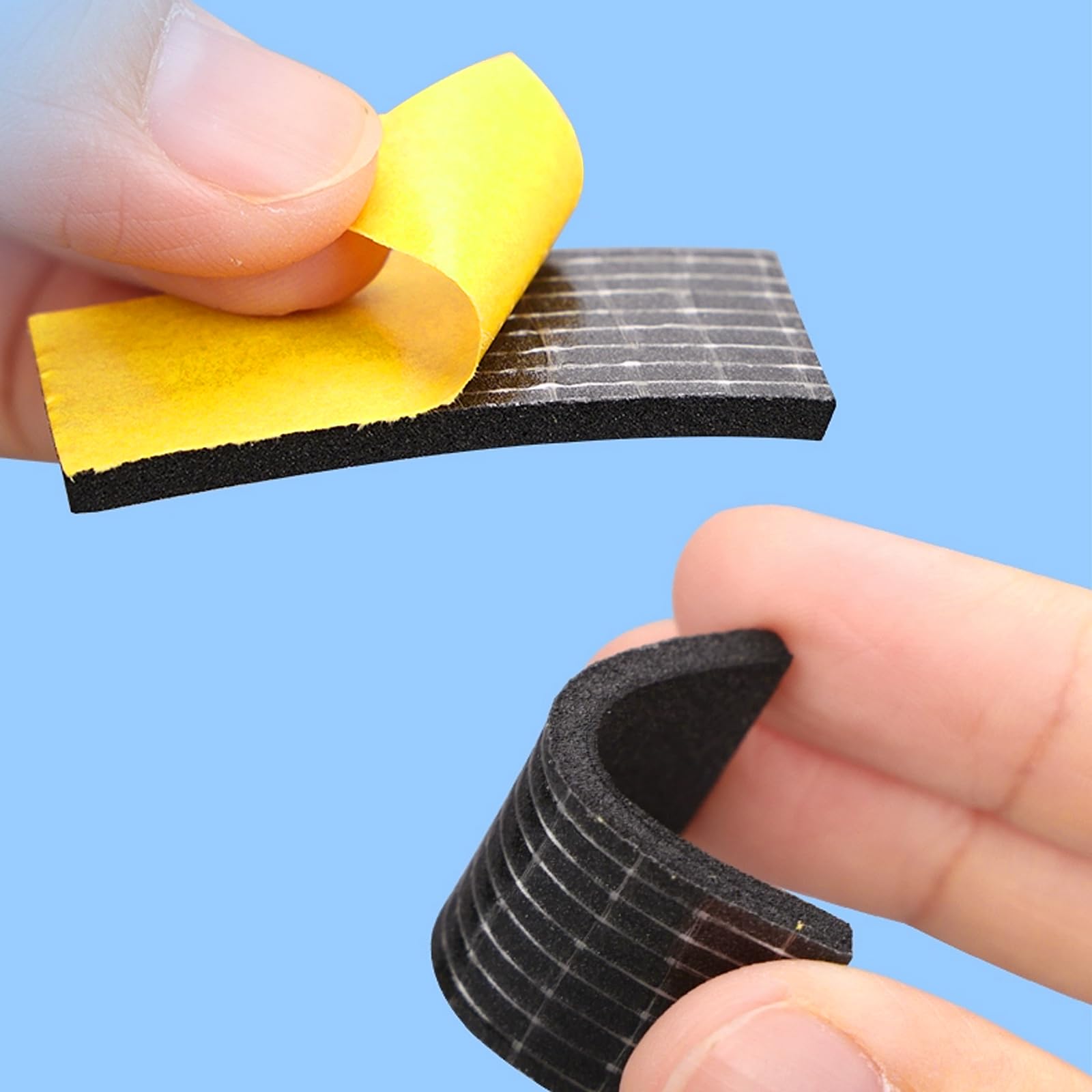 Nastro autoadesivo in schiuma,12 mm (larghezza) x 6mm (Spessore),guarnizione in gomma per porte e finestre,resistente alle intemperie,anti-collisione,isolamento acustico (4m x 2 rotoli),nero