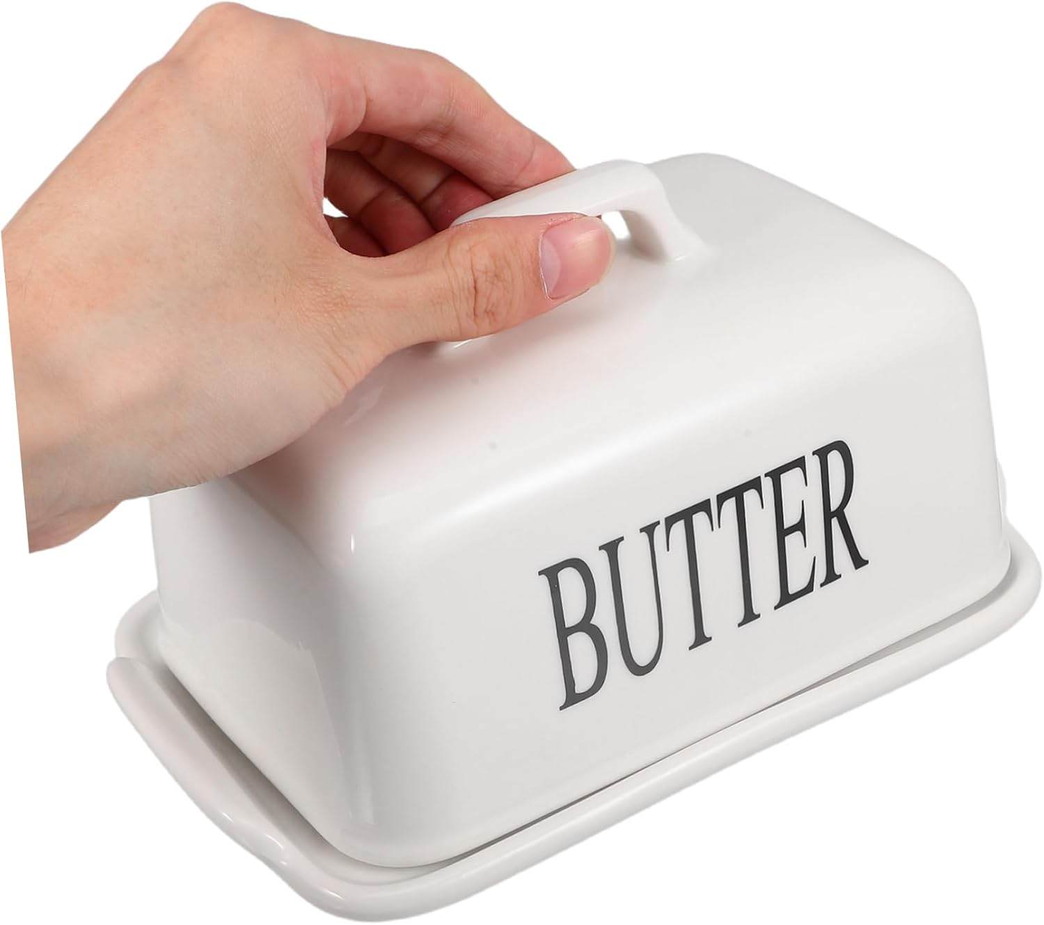 1pc Cute Cow Lid Butter Storage Jar Ceramic French Butter Dish for Counter Countertop