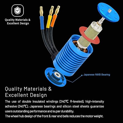 Miniatura 4 de Globact Motor sin escobillas impermeable sin sensores F540 3650 4390KV 4P Rc Motor sin escobillas para 1/10 RC Escala Curso Corto Camión Slash