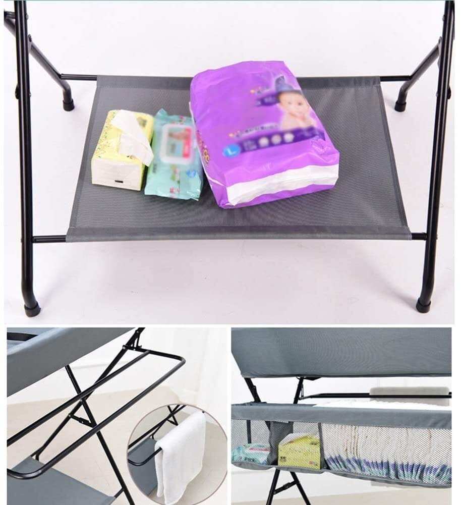 Fasciatoio Pieghevole Fasciatoio Fasciatoio Stazione per Pannolini per Piccoli spazi con contenitore, Comò per Stazione di Massaggio per Neonati Stile Gamba Incrociata per Neonati (Colore : Dark Gre