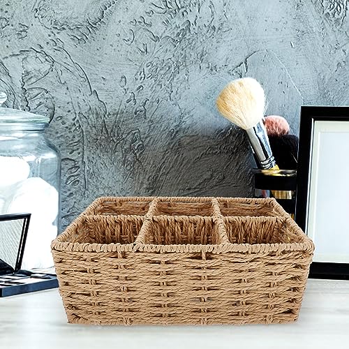 Panier de rangement en rotin 6 cases pour tiroir de salle de bain - 5