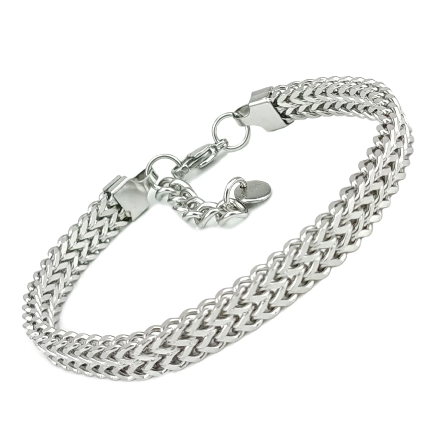 SAGA GIOIELLI® Herenarmband, sluitringen, stenen, staal, Roestvrij staal