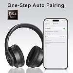 TUINYO Casque Bluetooth sans fil, casque stéréo sans fil sur oreille 40H Temps de jeu avec basse profonde, Soft Memory-Protein Earmuffs, Mic Wired Mode-noir intégré