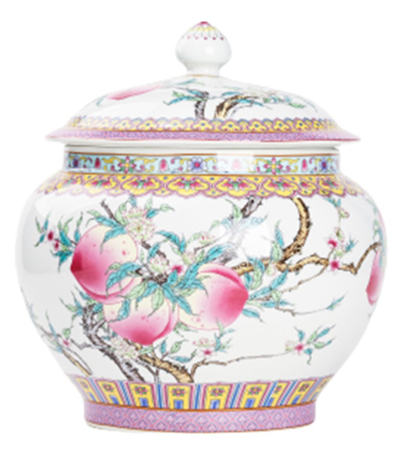 NHDVDVAV Handcrafted Ceramic Ginger Jar,Chinoiserie Ginger Jar for Home Decor, Decorative Vase with Lid for Living Room, Bedroom & Office,Centerpiece,G