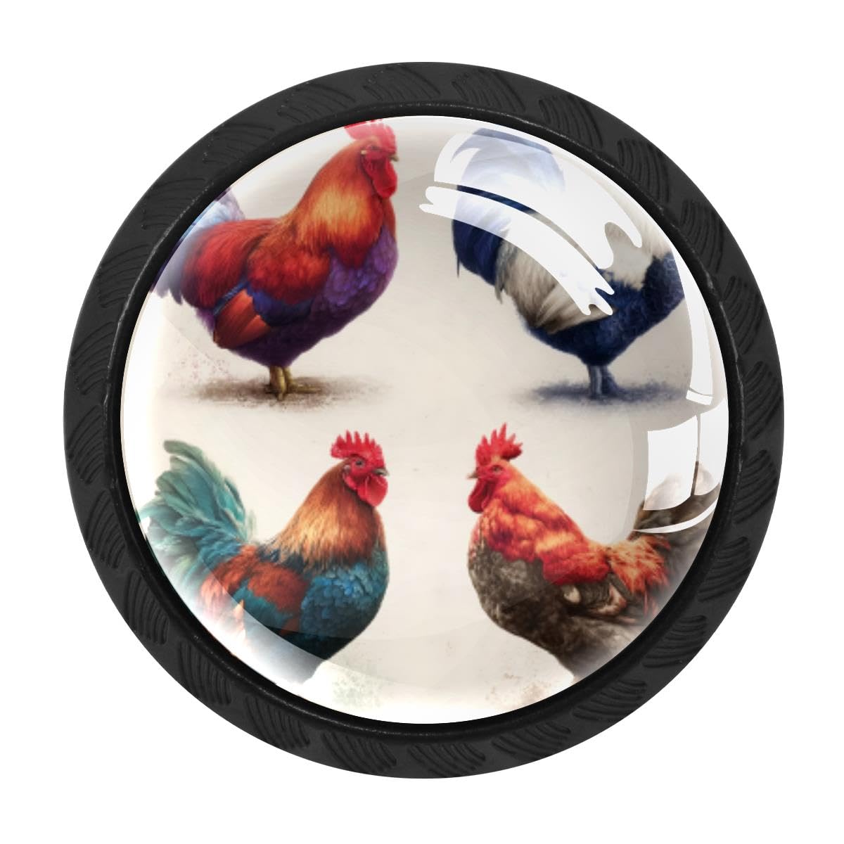 HEOEH 4 PCS Kitchen Cabinet Knobs, Rooster Drawer Knobs Dresser Handles
