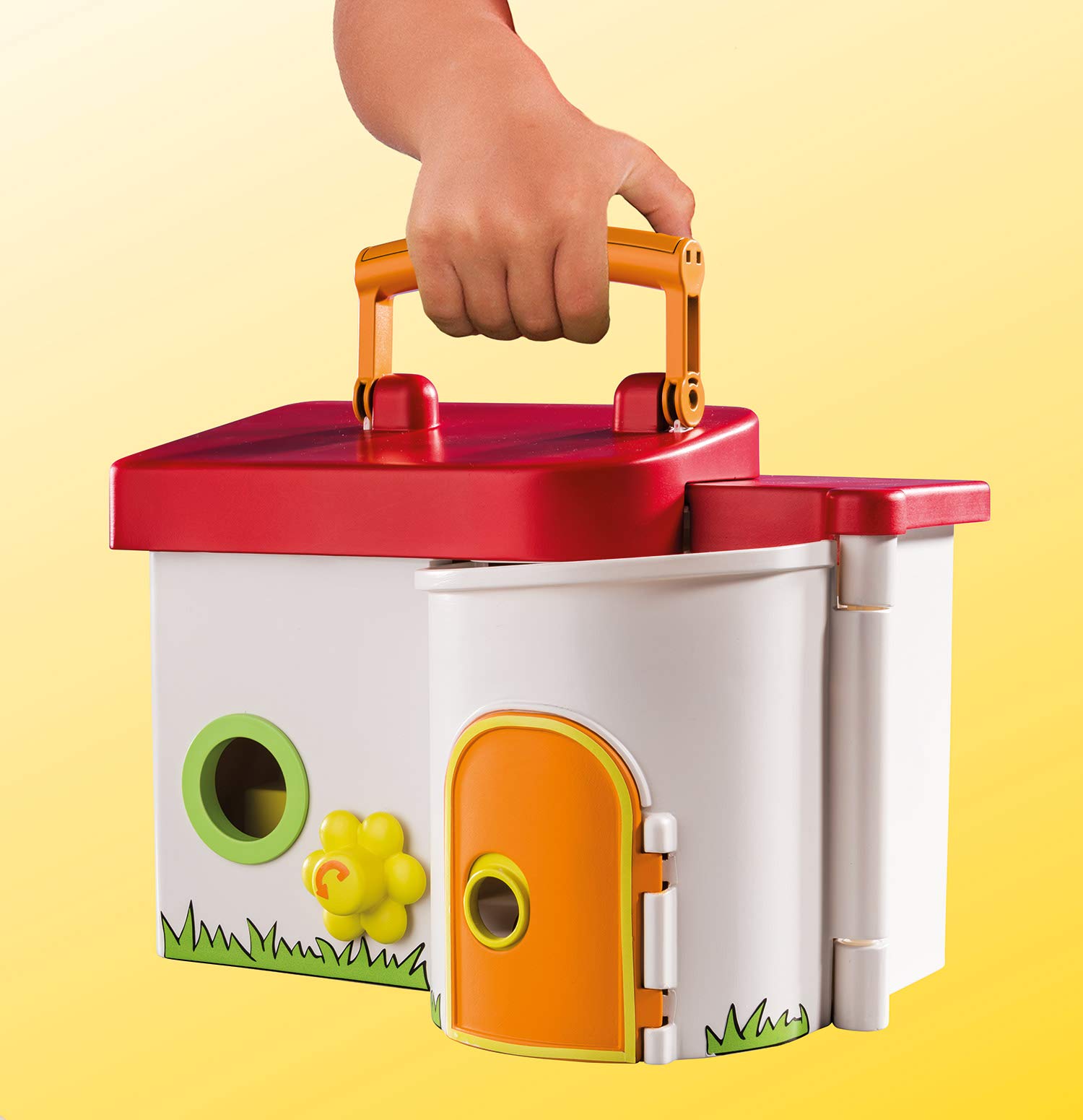PLAYMOBIL 1.2.3 70399 Mein Mitnehm-Kindergarten mit Schaukel, Karussell und Rutsche, mit Tragegriff zum Zuklappen und Mitnehmen, ab 1 Jahr