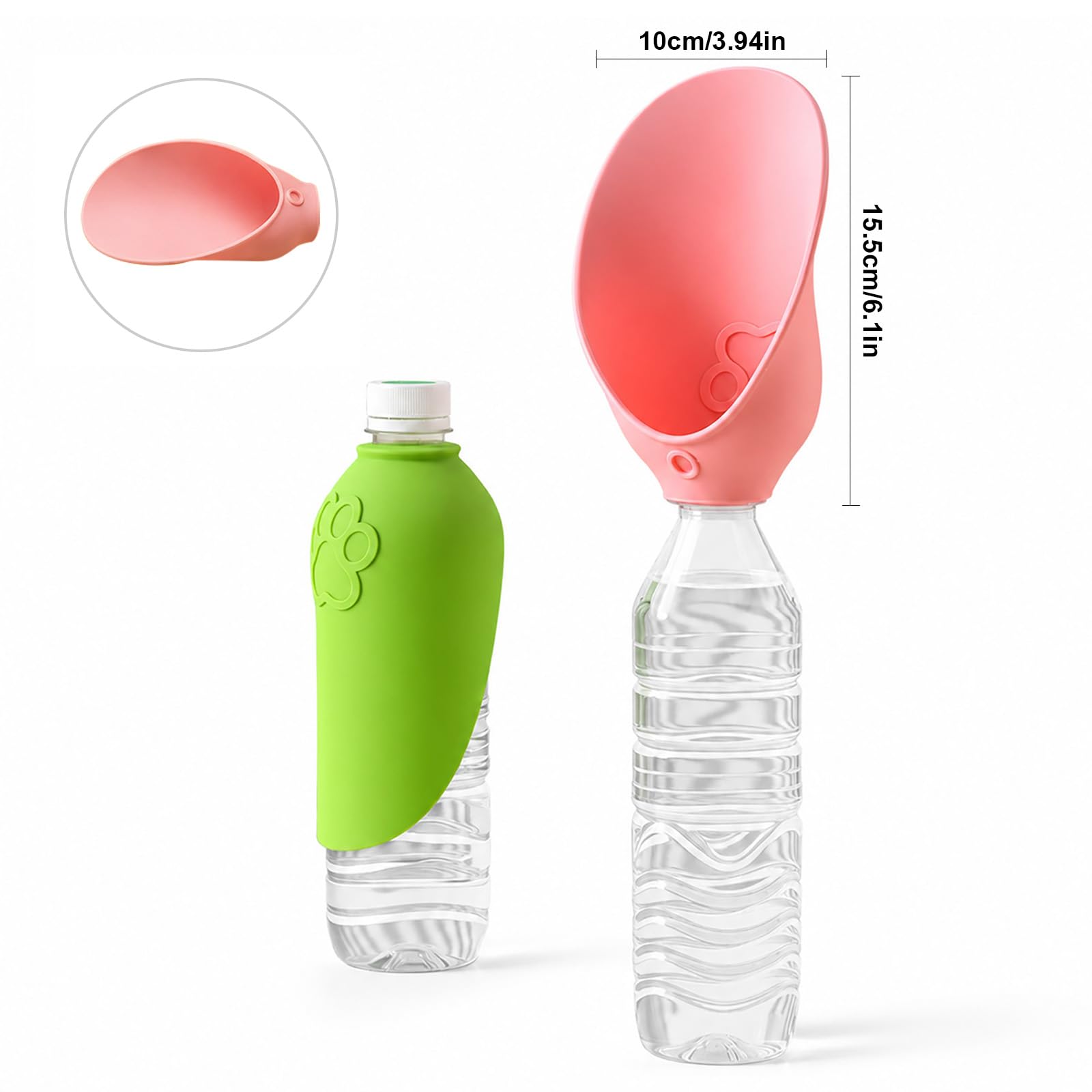 Silikon Trinkaufsatz Hunde Trinkflasche Hunde für Unterwegs Silikon Trinknapfaufsatz für herkömmliche Wasserflaschen Tragbare Hundetrinkflasche für unterwegs, Reisen und Spaziergänge (2pcs)
