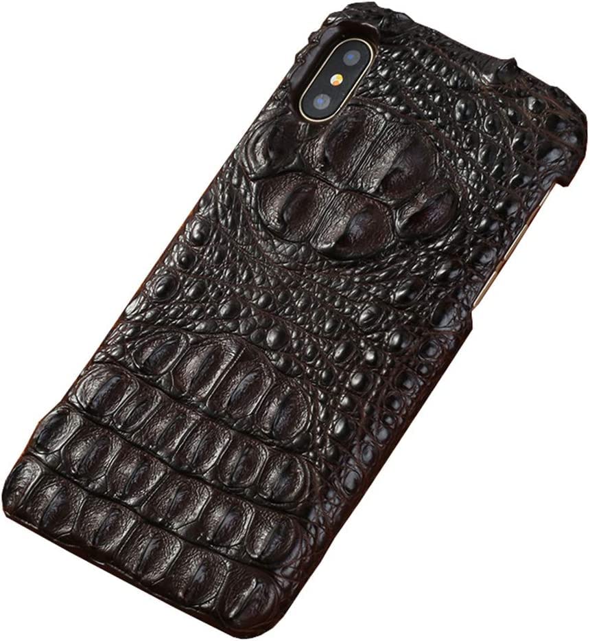 Coque iPhone cuir crocodile marron anti-choc avec motif crâne sauvage