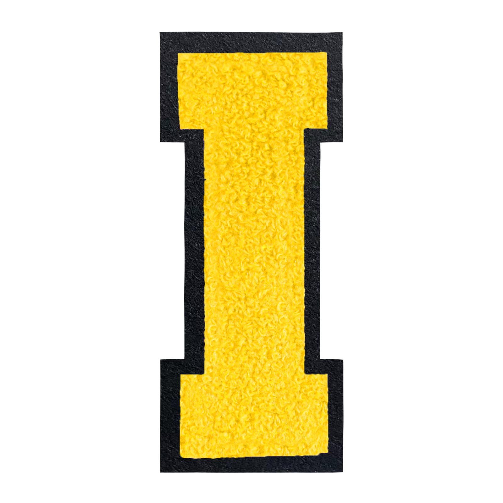 QianSiLi 6.5 Inch Chenille Iron On Letters for Clothes Varsity Letter Patches Embroidered Patch Iron On Patches for Clothing Jacket/Hoodie/Varsity (Yellow,I) — image 1